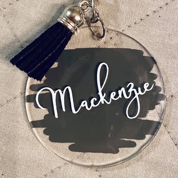 Personalized Round Acrylic Key Chains w Tassel - Picture 9 of 11